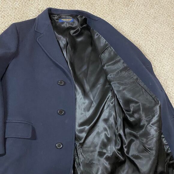 VTG Brooks Brothers Coat Mens 45R Wool Overcoat Car Jacket Navy Preppy Trench - Picture 8 of 12